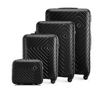 WITTCHEN Juego de 4 Maletas Trolley Maleta Trolley Equipaje de Mano en ABS con 4 Ruedas Spinner Cerradura de combinación asa telescópica Negro