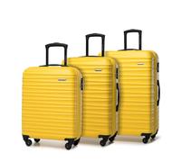 WITTCHEN Maleta de Viaje Juego de 3 Maletas Trolley Juego de Maletas de Mano Maleta con Ruedas ABS Juego de 4 Ruedas Spinner Cerradura de combinación asa telescópica Groove Line Amarillo