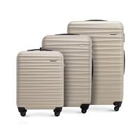 WITTCHEN Maleta de Viaje Juego de 3 Maletas Trolley Juego de Maletas de Mano ABS Juego de 4 Ruedas Spinner Cerradura de combinación asa telescópica Groove Line Beige Ryanair/Vueling/Iberia