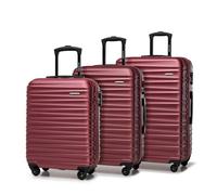 WITTCHEN Maleta de Viaje Juego de 3 Maletas Trolley Juego de Maletas de Mano ABS Juego de Maletas con Ruedas Spinner Cerradura de combinación asa telescópica Groove Line marrón