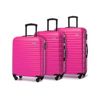 WITTCHEN Maleta de Viaje Juego de 3 Maletas Trolley Juego de Maletas de Mano Maleta con Ruedas ABS con 4 Ruedas Spinner Cerradura de combinación asa telescópica Groove Line Rosa