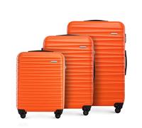 WITTCHEN Maleta de Viaje Juego de 3 Maletas Trolley Juego de Maletas de Mano Maleta con Ruedas ABS Juego de 4 Ruedas Spinner Cerradura de combinación asa telescópica Groove Linenaranja