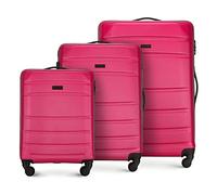 WITTCHEN Maleta de Viaje Juego de 3 Maletas Trolley Maletas de Cabina Juego de Maletas ABS con 4 Ruedas Spinner Cerradura de combinación Asa telescópica Globe Line Rosa Ryanair/Vueling/Iberia