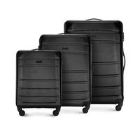 WITTCHEN Maleta de Viaje Juego de 3 Maletas Trolley Maletas de Cabina Juego de Maletas ABS con 4 Ruedas Spinner Cerradura de combinación Asa telescópica Globe Line Negro
