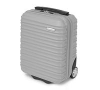 WITTCHEN Maleta de Viaje pequeña Equipaje de Cabina Equipaje de Mano Maleta con Ruedas ABS de cáscara Dura con 2 Ruedas estándar asa telescópica Groove Line Maleta pequeña Gris
