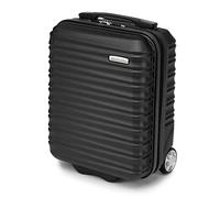 WITTCHEN Maleta de Viaje pequeña Equipaje de Cabina Equipaje de Mano Maleta de Ruedas rígida ABS con 2 Ruedas estándar asa telescópica Groove Line Maleta pequeña Negro