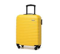 WITTCHEN Maleta Equipaje de Mano Equipaje de Cabina pequeña Trolley ABS Carcasa rígida 4 Ruedas giratorias Cerradura de combinación asa telescópica Groove Line Amarillo Ryanair/Vueling/Iberia