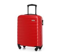 WITTCHEN Maleta Equipaje de Mano Equipaje de Cabina Maleta pequeña Trolley de Cabina ABS Carcasa rígida con 4 Ruedas giratorias Cerradura de combinación asa telescópica Groove Line Rojo