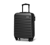 WITTCHEN Maleta Equipaje de Mano Equipaje de Cabina Maleta pequeña Trolley de Cabina ABS Carcasa rígida con 4 Ruedas giratorias Cerradura de combinación asa telescópica Groove Line Negro