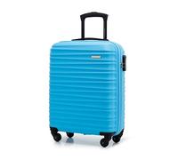 WITTCHEN Maleta Equipaje de Mano Equipaje de Cabina pequeña Trolley de Cabina ABS Carcasa rígida 4 Ruedas giratorias Cerradura de combinación asa telescópica Groove Line Azul Ryanair/Vueling/Iberia