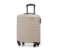 WITTCHEN Maleta Equipaje de Mano Equipaje de Cabina Maleta pequeña Trolley de Cabina ABS Carcasa rígida con 4 Ruedas giratorias Cerradura de combinación asa telescópica Groove Line Beige