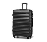 WITTCHEN Maleta Grande Trolley Grande ABS rígido para facturación con 4 Ruedas giratorias Cerradura de combinación asa telescópica Groove Line Negro