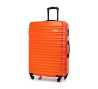 WITTCHEN Maleta Grande Trolley ABS rígido para facturación con 4 Ruedas giratorias Cierre de combinación asa telescópica Groove Line Naranja Ryanair/Vueling/Iberia/easyJet/Iberia Express