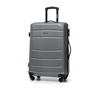 WITTCHEN Maleta Mediana Trolley de Viaje de ABS con 4 Ruedas giratorias Cerradura de combinación Asa telescópica Globe Line Gris Ryanair/Vueling/Iberia/easyJet/Iberia Express/Air Europa