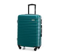 WITTCHEN Maleta Mediana Trolley Maleta Trolley Mediana Carcasa rígida de ABS 4 Ruedas giratorias Cerradura de combinación asa telescópica Groove Line Verde