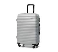 WITTCHEN Maleta Mediana Trolley Mediana Carcasa rígida de ABS 4 Ruedas giratorias Cerradura de combinación asa telescópica Groove Line Gris Ryanair/Vueling/Iberia/easyJet/Iberia Express