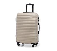 WITTCHEN Maleta Mediana Trolley Maleta Trolley Mediana Carcasa rígida de ABS 4 Ruedas giratorias Cerradura de combinación asa telescópica Groove Line Beige