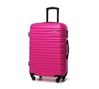 WITTCHEN Maleta Mediana Trolley Maleta Trolley Mediana Carcasa rígida de ABS 4 Ruedas giratorias Cerradura de combinación asa telescópica Groove Line Rosa