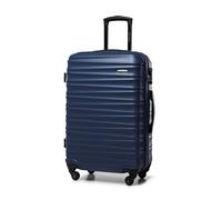 WITTCHEN Maleta Mediana Trolley Mediana Carcasa rígida de ABS 4 Ruedas giratorias Cerradura de combinación asa telescópica Groove Line Marino Ryanair/Vueling/Iberia/easyJet/Iberia Express