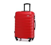 WITTCHEN Maleta Mediana Trolley Mediana Carcasa rígida de ABS 4 Ruedas giratorias Cerradura de combinación asa telescópica Groove Line Rojo Ryanair/Vueling/Iberia/easyJet/Iberia Express