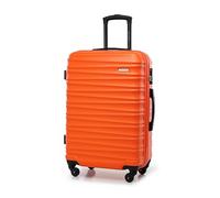 WITTCHEN Maleta Mediana Trolley Mediana Carcasa rígida de ABS 4 Ruedas giratorias Cerradura de combinación asa telescópica Groove Line Naranja Ryanair/Vueling/Iberia/easyJet/Iberia Express