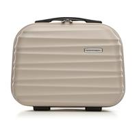 WITTCHEN Necessaire Travel Estuche cosmético de Viaje Maletín de Viaje Maletas de Mano Maletín de Cabina ABS Neceser Rigido Groove Line Beige Ryanair/Vueling/Iberia/easyJet/Iberia Express