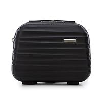 WITTCHEN Necessaire Travel Estuche cosmético de Viaje Maletín de Viaje Maletas de Mano Maletín de Cabina ABS Neceser Rigido Groove Line Negro