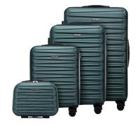 WITTCHEN Skyspeed Line Juego de 4 Maletas de Viaje Maleta con Ruedas Trolley Equipaje de Mano con Neceser maletín rígido ABS Cerradura de combinación asa telescópica 4 Ruedas Verde Ryanair/Vueling