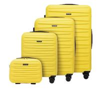 WITTCHEN Skyspeed Line Juego de 4 Maletas de Viaje Trolley con Ruedas Equipaje de Mano con Neceser maletín rígido ABS Cerradura de combinación asa telescópica 4 Ruedas Amarillo Ryanair/Vueling/Iberia