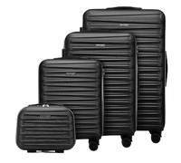 WITTCHEN Skyspeed Line Juego de 4 Maletas de Viaje Trolley con Ruedas Equipaje de Mano con Neceser maletín rígido ABS Cerradura de combinación asa telescópica 4 Ruedas Negro Ryanair/Vueling/Iberia