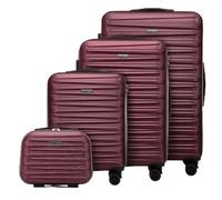 WITTCHEN Skyspeed Line Juego de 4 Maletas de Viaje Trolley con Ruedas Equipaje de Mano con Neceser maletín rígido ABS Cerradura de combinación asa telescópica 4 Ruedas Granate Ryanair/Vueling/Iberia