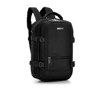 WITTCHEN Urban | mochila de cabina | cartera para portátil | mochila de viaje 2 en 1 | bolsillo trasero con protección RFID | compatible con Wizz Air, LOT, Ryanair | 40 × 25 × 20 cm | color: negro
