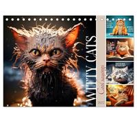 WITTY CATS Cool sayings (Desk Calendar 2027 DIN A5 landscape), CALVENDO 12 Month DeskCalendar: Cute furry friends with amusing quips