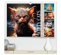 WITTY CATS Cool sayings (High Quality Premium Wall Calendar 2027 DIN A2 landscape),CALVENDO 12 Month Wall Calendar: Cute furry friends with amusing quips