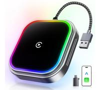 WityEye Adaptador CarPlay y Android Auto Inalámbrico 2 en 1, con Luz Ambiental, Bluetooth V5.3 Conexión Estable, 5.8GHz WiFi Alta Velocidad, USB A/C, para Apple iPhone iOS 10+, Android 11+