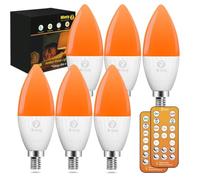 Wivety LED Bombillas E14 luz Dormir Vela con Mando a Distancia, Ámbar 1600K Bombilla Bloqueo Luz Azul 5W para Terapia del Sueño, Guardería, Dormitorio (Paquete de 6)
