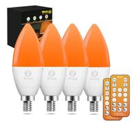 Wivety LED Bombillas E14 luz Dormir Vela con Mando a Distancia, Ámbar 1600K Bombilla Bloqueo Luz Azul 5W para Terapia del Sueño, Guardería, Dormitorio (Paquete de 4)