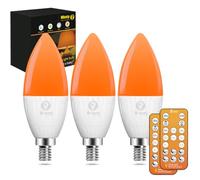 Wivety LED Bombillas E14 luz Dormir Vela con Mando a Distancia, Ámbar 1600K Bombilla Bloqueo Luz Azul 5W para Terapia del Sueño, Guardería, Dormitorio (Paquete de 3)