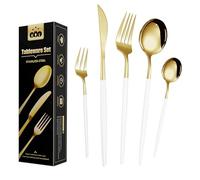 Wivico Juego de Cubiertos Dorados Acero Inoxidable 30 Piezas,Cuberteria Dorada Cuberterias Completas 6 Personas Cubiertos con Cuchillo,Tenedor,Cuchara,Pulido Espejo,Apto para Lavavajillas