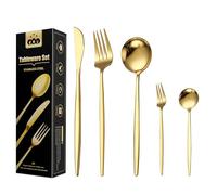 Wivico Juego de Cubiertos Dorados Acero Inoxidable 30 Piezas,Cuberteria Dorada Cuberterias Completas 6 Personas Cubiertos con Cuchillo,Tenedor,Cuchara,Pulido Espejo,Apto para Lavavajillas