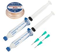 WIVIE Flujo de pasta de soldadura sin plomo (2 paquetes) y alambre de desoldar de 2,5 mm, alambre de desoldar de cobre puro para eliminación de soldadura (1 unidad)