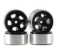 Wivplex 4 piezas, for Hot Wheels, llantas de metal Beadlock 1,0 pulgadas, neumáticos 1/24 RC Crawler Car, for Axial, SCX24 90081, for RGT Neumáticos de repuesto para coches Rc(2403BK black)