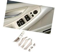 Wivplex Embellecedor de reemplazo tirador cubierta manija puerta interior coche, para Bmw, para Serie 5 F10 2011-2016 embellecedor del marco de la manija de la puerta del coche(BLACK 7pcs Beige White)