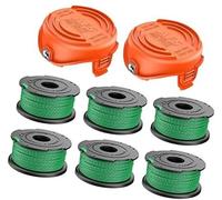 Wivplex Hilo de bobina for desbrozadora Black & Decker, 2 mm, 6 m, bobinas de repuesto con alimentación automática, for GL8033 GL9035, tapa for desbrozadora, for 90583594 (6 bobinas + 2 tapas) Carrete