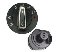 Wivplex Interruptor de faro automático cromado, luz antiniebla, perilla controlador, for VW, Golf, MK7, Tiguan, T-ROC, Passat Reemplazo del interruptor de luz antiniebla del au(BLACK MQB-01)
