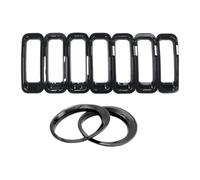 Wivplex Kit de inserción rejilla malla for parrilla delantera 9 piezas + cubierta lámpara luz 2011-2016, for Jeep, for Patriot Ajuste de la cubierta de la luz antiniebla del coche
