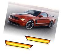 Wivplex Led Side Marker Lights, para Ford, para Mustang 2010-2014 Amber Front Signal Bumper Sidemarker Lamps Reflectors Assembly, for Accessories, for for2PCS rear reflect trim cap (Amber Black)