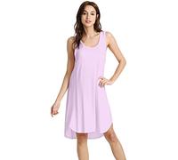 WiWi Camisón de bambú suave, sin mangas, cuello redondo, tallas S-4XL - Morado - M