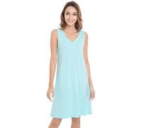 WiWi Camisón para mujer, refrescante, sin mangas, cuello en V, camiseta, talla grande, pijama, vestido S-4X, A-aqua, XL