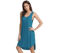 WiWi Camisones de viscosa de bambú para mujer, suaves, sin mangas, para dormir, talla grande, S-4X, A-verde azulado azul, XXL